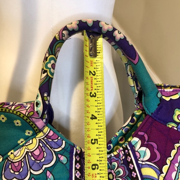 VERA BRADLEY Purple Turquoise Quilted Paisley Shoulder Bag Crossbody Adj. Strap - Picture 7 of 16